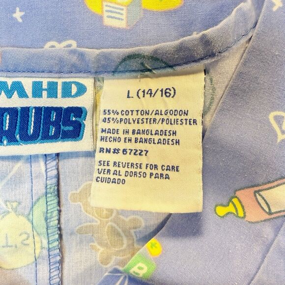 MHD WOMEN'S SCRUB TOP SIZE Large IT'S A BOY IT'S A GIRL NOVELTY NICU - Picture 9 of 11